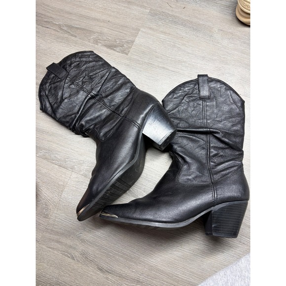 dingo Shoes - Dingo Womens Black Leather Slouch Western Boots Metal Toe DI 522 Size 9 M